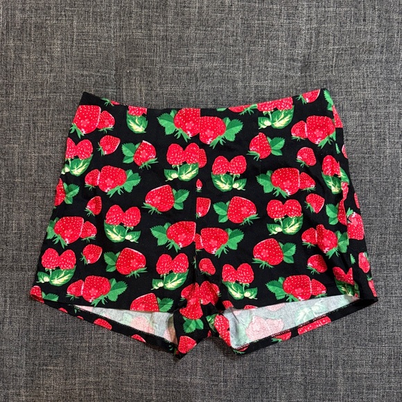 Kling Pants - 🍓 Kling Strawberry Print High-Waisted Shorts | Retro Novelty Cotton 🍓